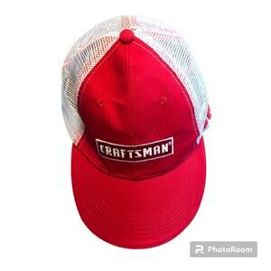 Craftsman Trucker Hat Mesh Snapback Red White Dad Grandpa Construction Ace